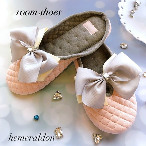 大きなリボンのふわふわスリッパ S（ピンク）大人可愛い❣️ルーム