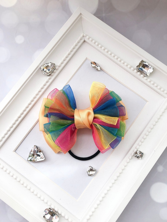 ♡とにかく目立つリボン♡ レインボーオーガンジーの大きな