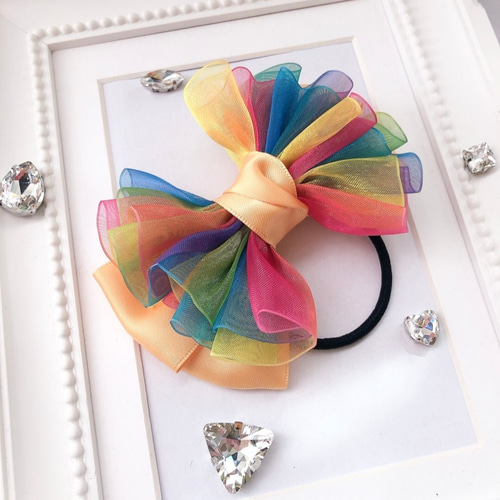 【レインボー】ナチュラルリボン♡ヘアゴム 79cce81186046be01a51a8e4fdc5c5