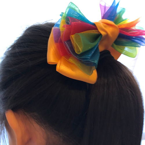 ♡とにかく目立つリボン♡ レインボーオーガンジーの大きな