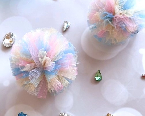 送料無料】大きくて可愛い♡レインボーのチュールボンボン 2個セット