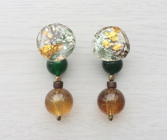 【ご好評につき再販】hakoniwa resin×beads pierce (イヤリングへの変更可) 1枚目の画像