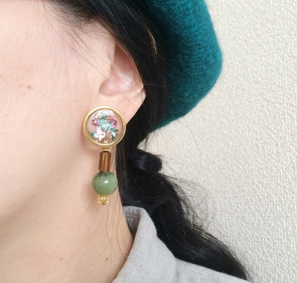 Aquarium earring (受注制作、ピアスへの変更可) 5枚目の画像