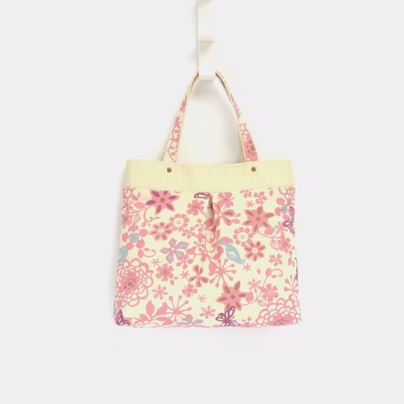 出力ピンク庭の小さなハンドバッグ/ハンドメイドキャンバストートバッグかわいいランチバッグ 1枚目の画像