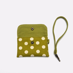 Mustard green with white polka dots Card holder/Badge holder 3枚目の画像