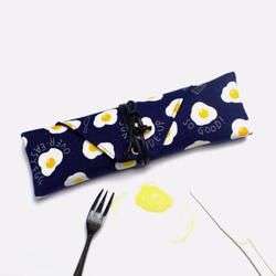 Sunny- side- up egg Cutlery bag / Pen storage bag Hand-made 1枚目の画像