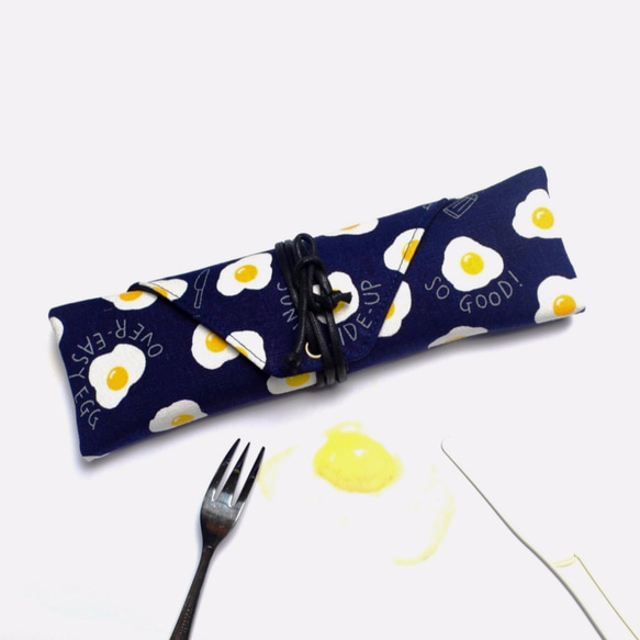 Sunny- side- up egg Cutlery bag / Pen storage bag Hand-made 1枚目の画像