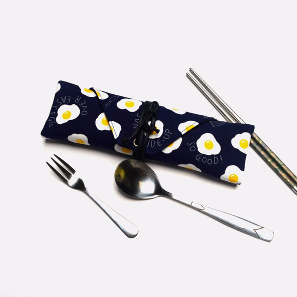 Sunny- side- up egg Cutlery bag / Pen storage bag Hand-made 2枚目の画像