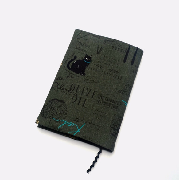 Cat's menu book cover with bookmark handmade Print Cotton Fa 1枚目の画像