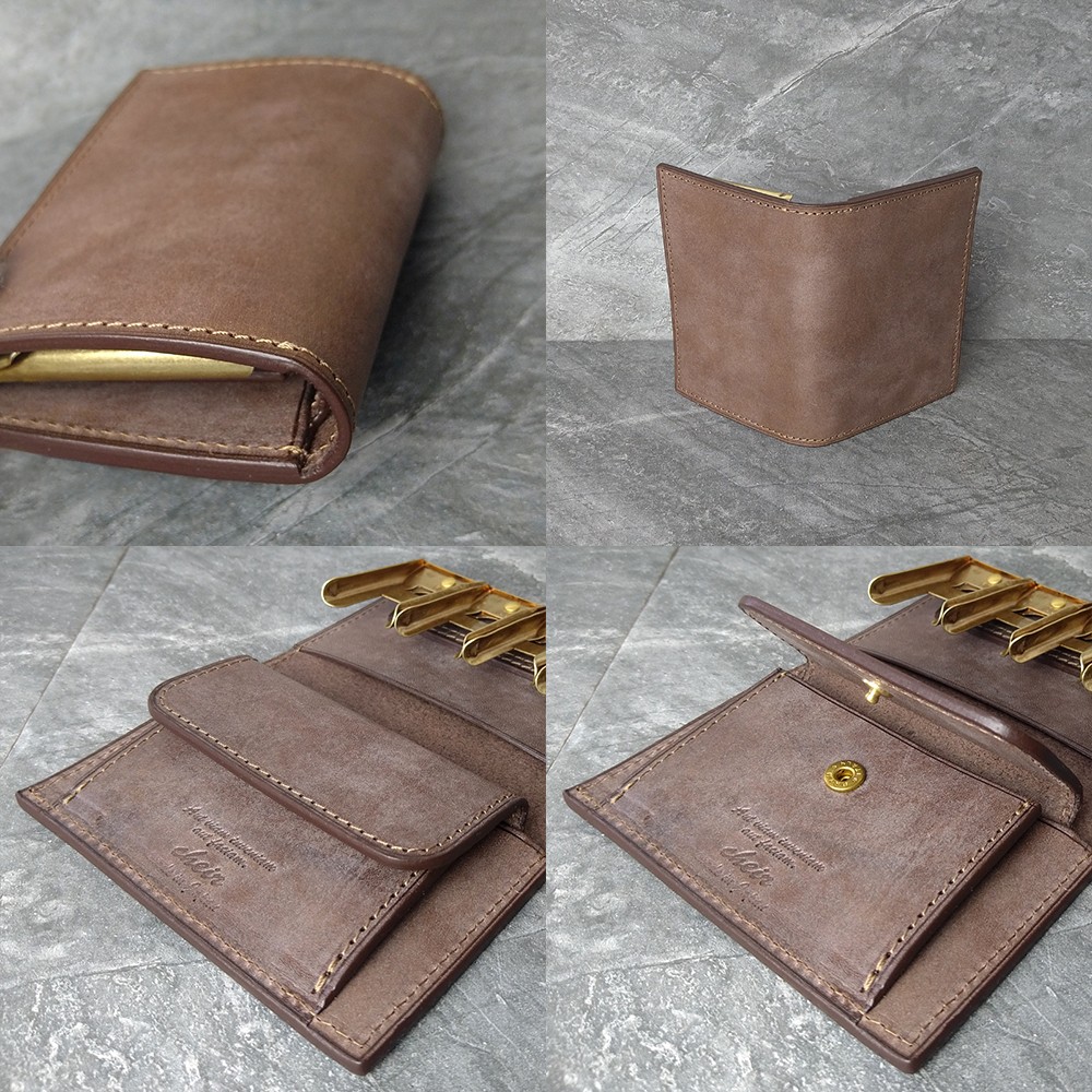 [名入可] コインキャッチャーのコインケース [アンティークゴールド] 国産牛革ロロマ [ブラウン]