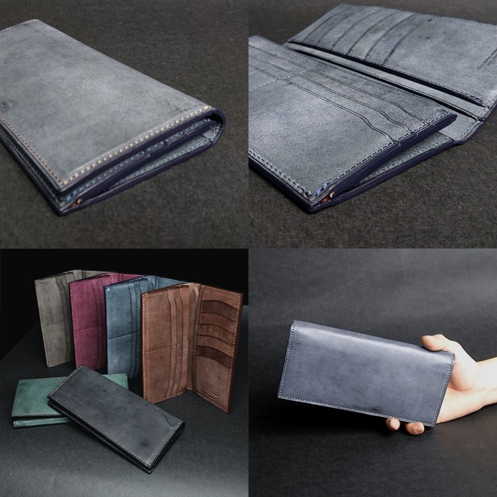 [送無][名入可]本革Slim長財布 --- 国産牛革ロロマ　[ネイビー]