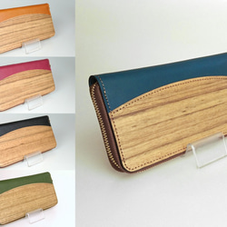 [名入可]木と革のラウンドZIP長財布 --- 贅沢な総革仕上げ　[5色] 2枚目の画像