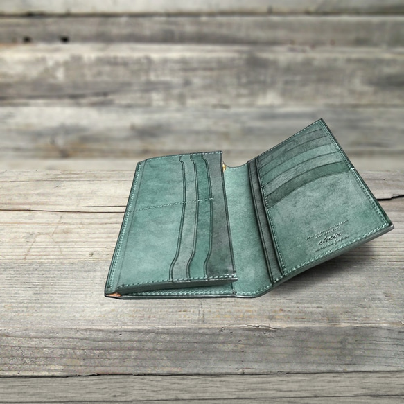 [送無][名入可]本革Slim長財布 --- 国産牛革ロロマ　[グリーン] 