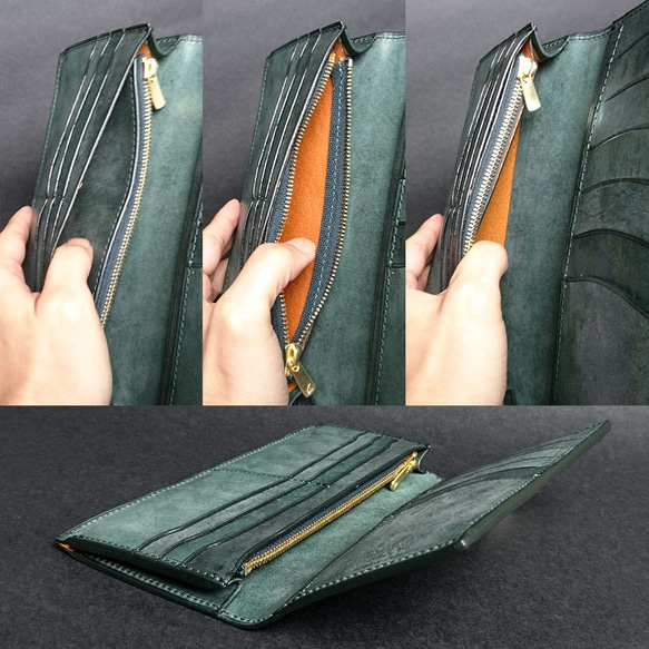 [送無][名入可]本革Slim長財布 --- 国産牛革ロロマ　[グリーン] 
