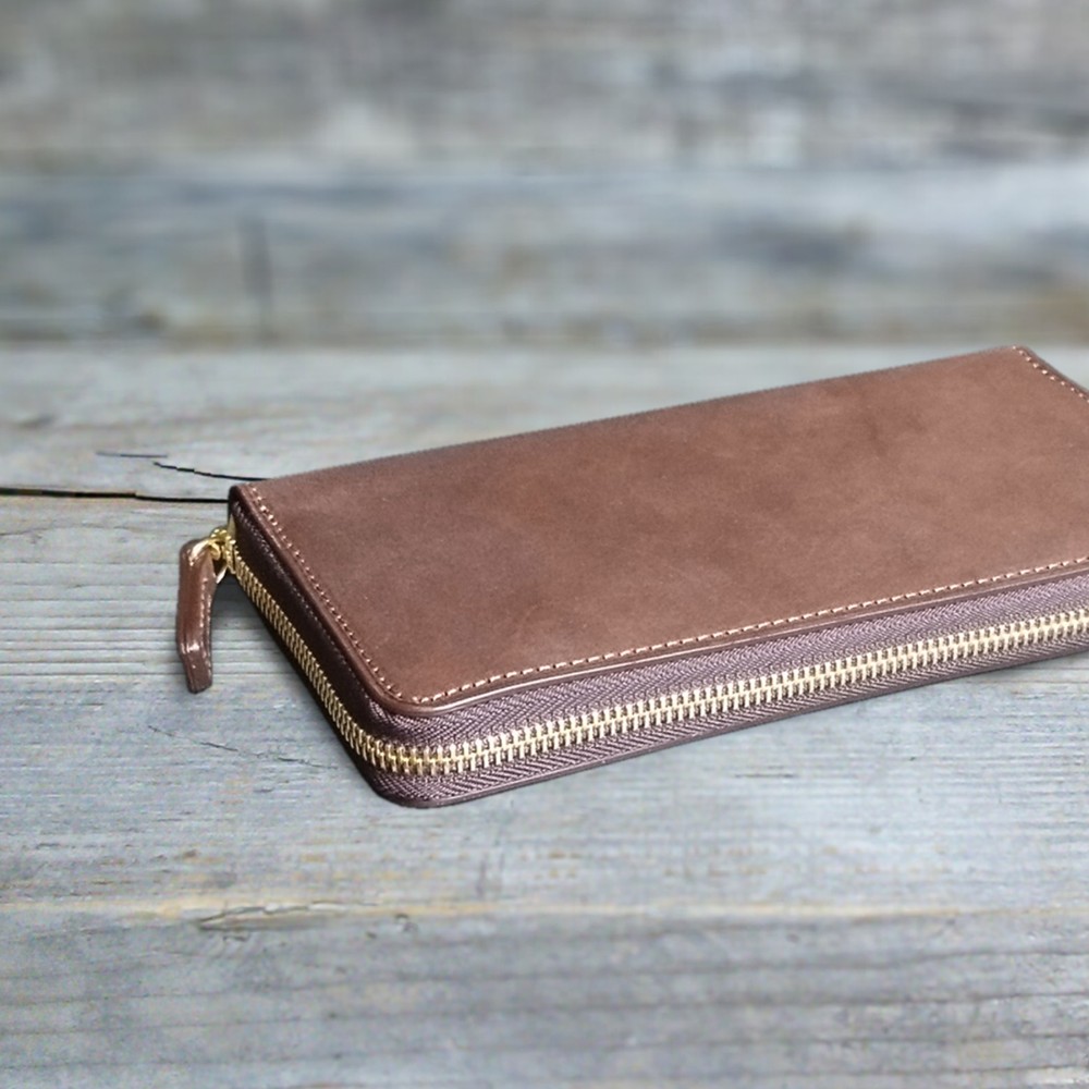 [送無][名入可]ラウンドファスナー長財布 --- 国産牛革ロロマ　[ブラウン]