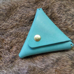 Barak craft【義大利牛皮三角零錢包】湖水綠、皮革、牛皮、零錢包、聖誕禮物 第1張的照片