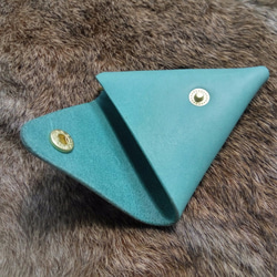 バラククラフト[イタリアンレザー財布の三角形]グリーンレーキ、革、革、財布、クリスマスプレゼント 2枚目の画像