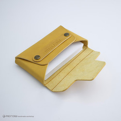 [ RENEW ] 鵝黃色大容量 植鞣革 真皮手作 卡片夾、名片夾 第4張的照片