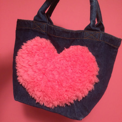 heart bag * mini denim × pink 1枚目の画像