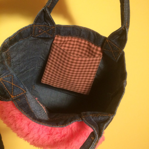 heart bag * mini denim × pink 2枚目の画像