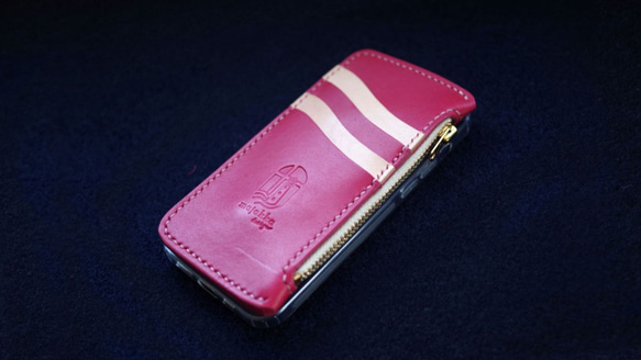 真皮智能手機碎片保護套 Mayakka 粉紅色手工縫製 Nume 皮革天然牛皮 牛皮天然 第3張的照片