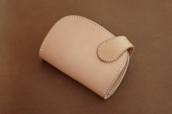 本革コンチョハーフ財布（受注制作）手縫いヌメ革ナチュラル 6枚目の画像