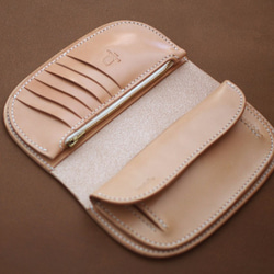 本革シンプル長財布（受注制作）手縫いヌメ革ナチュラル 牛皮牛革 天然 2枚目の画像
