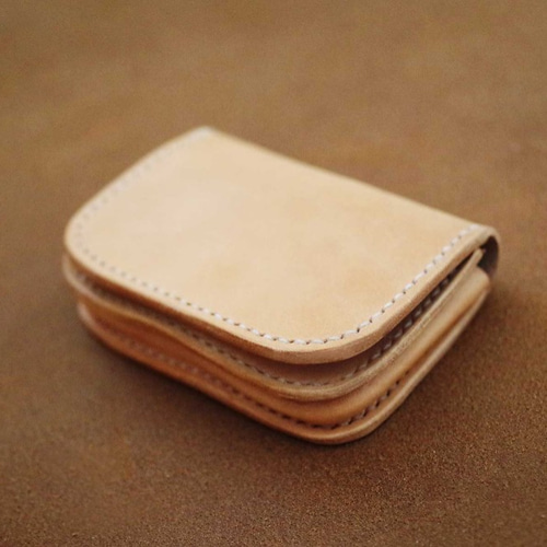 本革マチ名刺入れ（受注制作）手縫いヌメ革ナチュラル 名刺入れ