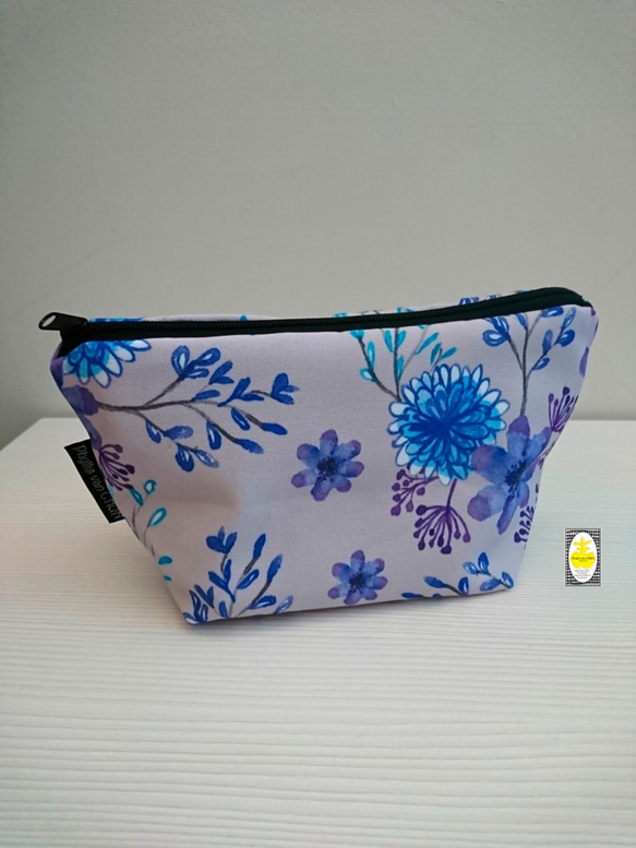 滿版印花, 帆布, 紫藍色, 花草, 化妝包 Cosmetic bag, 獨家印花創作 第1張的照片