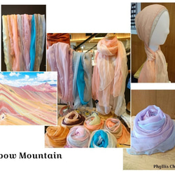 絹のスカーフ、絹、柳の絹、長いスカーフ、無地の表面、3 層の接合、不規則なデザイン、ピンク紫、ピンク、水色、ファッショナブルでエ 4枚目の画像