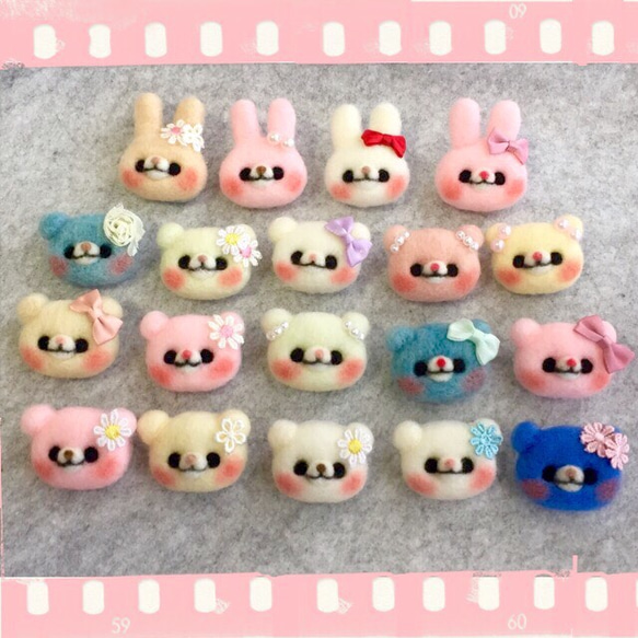 マカロン様 うさぎ 羊毛フェルトストラップ