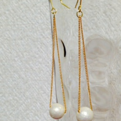 cotton pearl & chain 2 * earring 1枚目の画像