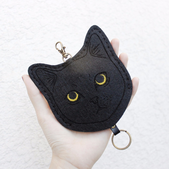 Cat-貓咪系列-羊毛氈鑰匙包Key sets/羊毛氈鑰匙套 <<Black Cat 黑貓>> 第1張的照片
