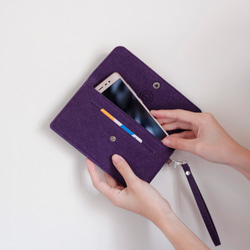 簡約羊毛氈手機隨身包phone package/附腕帶- deep purple 女巫紫 第1張的照片