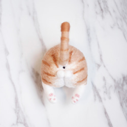 Cat-猫シリーズ - 羊毛フェルト猫のお尻の魅力/ボール猫キーリング（オレンジ猫） 1枚目の画像
