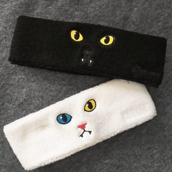 新着/猫シリーズ - 刺繍猫ヘッドバンド - 合計2色（シングル） 1枚目の画像