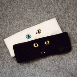 新着/猫シリーズ - 刺繍猫ヘッドバンド - 合計2色（シングル） 4枚目の画像