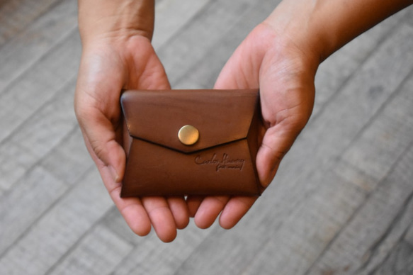 ワイルドカード小さな財布カードホルダーお金手縫いの革の工場は、[アスカー] CarlosHuangをこねます 2枚目の画像