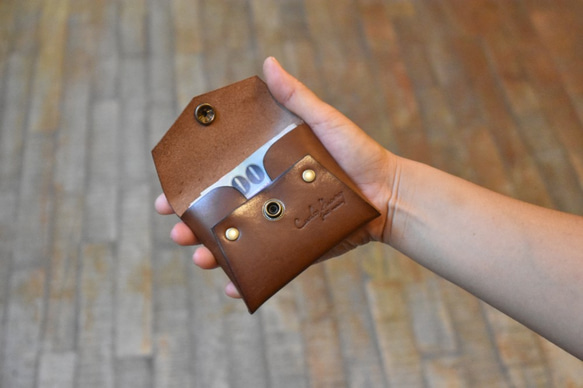 ワイルドカード小さな財布カードホルダーお金手縫いの革の工場は、[アスカー] CarlosHuangをこねます 4枚目の画像