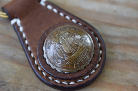 キーリングキーリングバックル[セーリング]手縫い手本物の通貨[アスカー] CarlosHuang 2枚目の画像