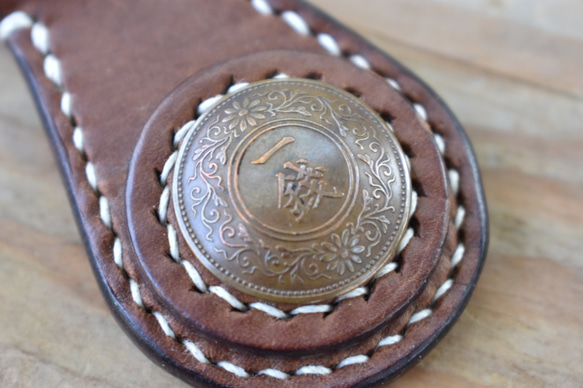 手工真幣扣鑰匙圈【日本古錢】 鑰匙圈 手工縫製【CarlosHuang阿卡】 第2張的照片