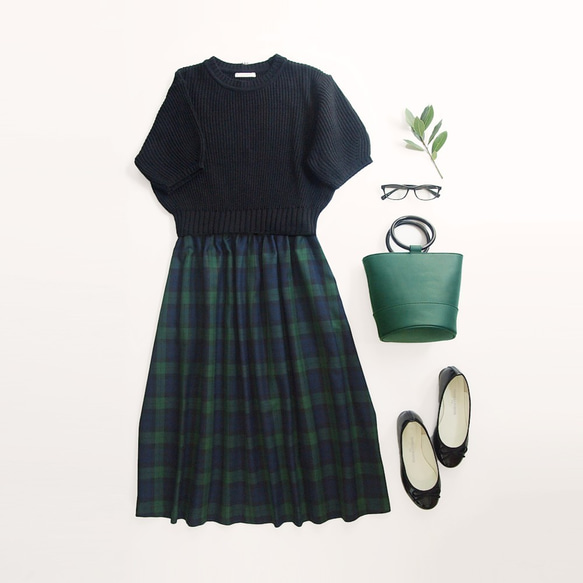 のぞみ様　年間OK! タータンチェック 紺×緑 ロングスカート ●LYDIE● 5枚目の画像