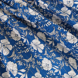 春夏 コットン 青×白 ロングスカート 花柄 フラワー ブルー×ホワイト ネイビー 綿 ●SELMA● 2枚目の画像