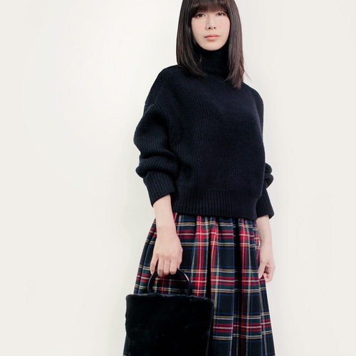 ☆完売☆秋冬 ウール 黒 赤 青 緑 タータンチェック ロングスカート 
