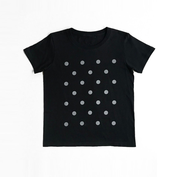 ★大人のPOPなTシャツ★グレー×黒 ドット ●POMPON-DOT-CLOUD×NIGHT●M売切Lのみ 10枚目の画像