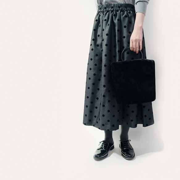 ●新春福袋2020●年間OK タータンチェック ロングスカート + エコファー リングハンドルバッグ 8枚目の画像
