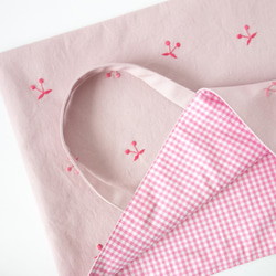 レッスンバッグ　さくらんぼ 刺繍　ピンク　ギンガムチェック　チェリー 女の子 5枚目の画像