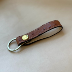 「KENT的手工皮革」鴕鳥皮鑰匙圈-棕色 第2張的照片