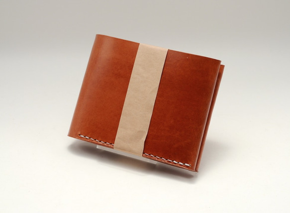 「KENT的手工皮革」棕色植鞣8卡短夾 第3張的照片