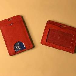 【Kent的手工皮革】植鞣牛皮雙入證件套(紅色) 第5張的照片